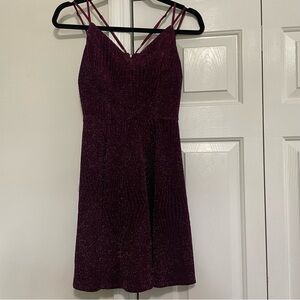 Honey and Rosie Maroon Sparkly Mini Dress Hoco Semiformal Cocktail Dress Sz Med